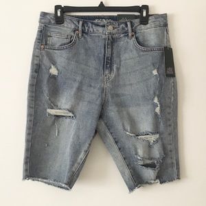 High Rise Denim Bike Shorts NWT